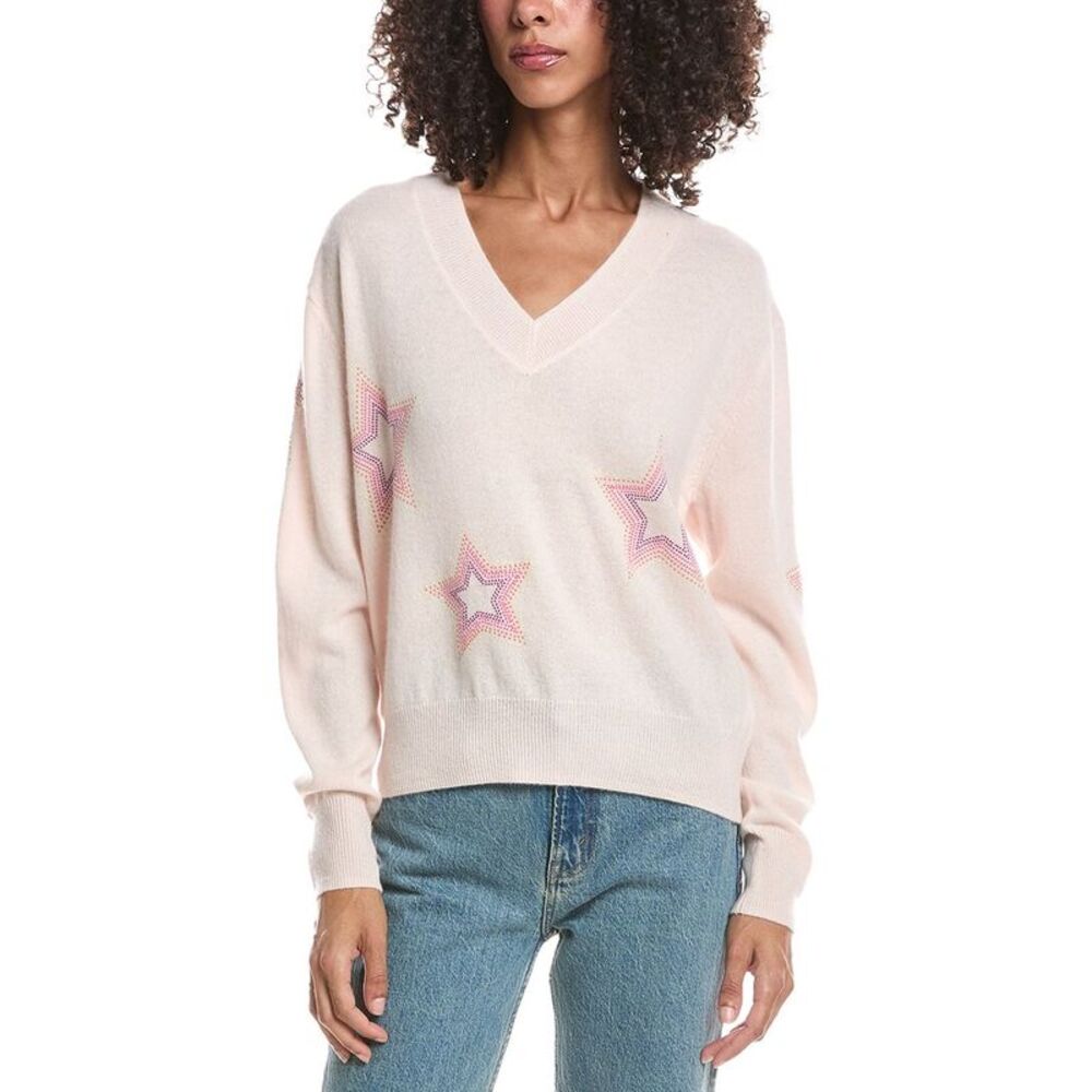 Brodie Cashmere Womens  Star Dust 100% Cashmere Sweater, Pink